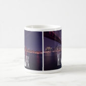 Brooklyn Bridge, Manhattan Night Lights, New York Kaffeetasse (Mittel)