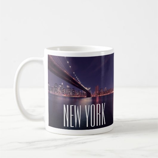 Brooklyn Bridge, Manhattan Night Lights, New York Kaffeetasse (Links)