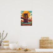 Brooklyn Bridge Manhattan NYC Retro Travel Poster (Küche)