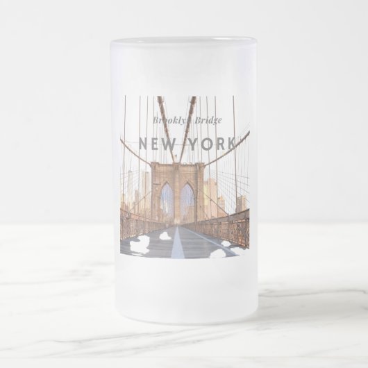 Brooklyn Bridge Mattiert Glass Beer Tasse (Mittel)