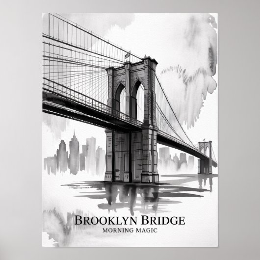Brooklyn Bridge Morgenmagie Tinte Poster (Vorne)