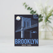 Brooklyn Bridge Nacht Retro Reise Postkarte (Stehend Vorderseite)