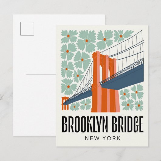 Brooklyn Bridge New York abstrakte Reise Postkarte (Vorne/Hinten)