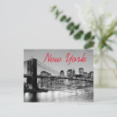 Brooklyn Bridge New York City Artwork Postkarte (Stehend Vorderseite)
