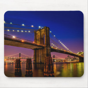 Brooklyn Bridge, New York City at Night Mousepad
