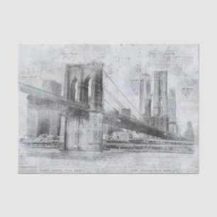 Brooklyn Bridge New York City Digital Manipulation Seidenpapier