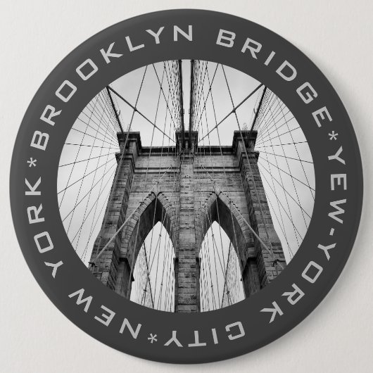 Brooklyn Bridge New York City Sehenswürdigkeit Cus Button (Vorderseite)
