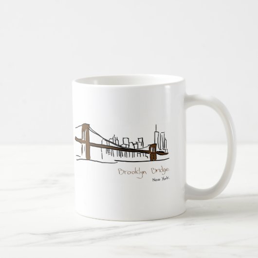 Brooklyn Bridge New York Illustration am Zug Kaffeetasse (Rechts)