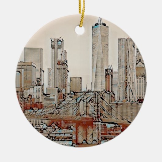 Brooklyn Bridge, New York Keramik Ornament (Vorne)