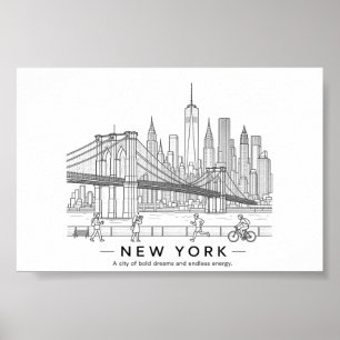 Brooklyn Bridge New York Minimalistische Linienkun Poster