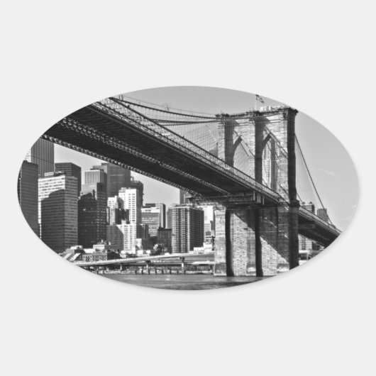 Brooklyn Bridge New York Ovaler Aufkleber (Vorderseite)