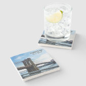 Brooklyn Bridge New York Souvenir Steinuntersetzer (Seitenansicht)