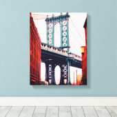 Brooklyn Bridge New York Stretched Canvas Print Leinwanddruck (Insitu (Holzboden))