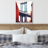 Brooklyn Bridge New York Stretched Canvas Print Leinwanddruck (Insitu (Schlafzimmer))