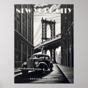 Brooklyn Bridge New York USA Reise Vintage Kunst Poster