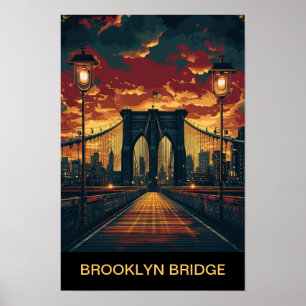 Brooklyn Bridge New York USA Vintage Reise Poster