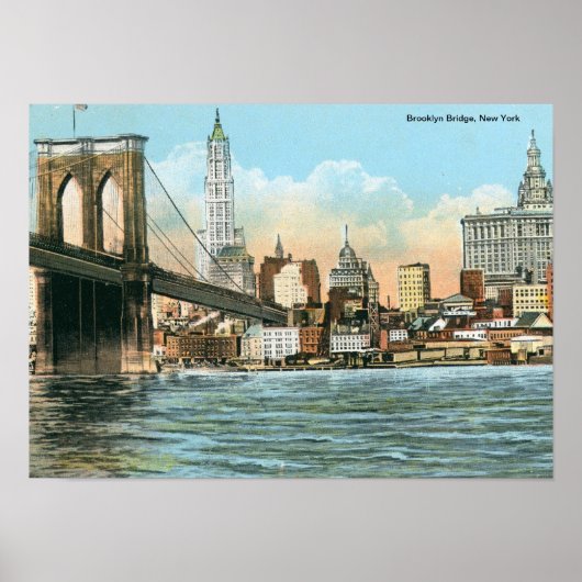 Brooklyn Bridge, New York Vintag Poster (Vorne)