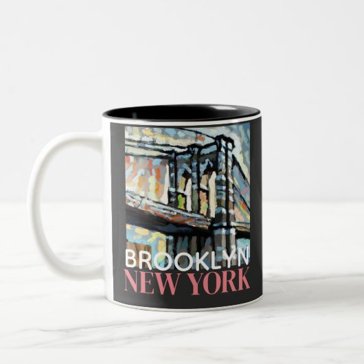 Brooklyn Bridge New York Zweifarbige Tasse (Links)