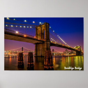 Brooklyn Bridge Night Light Poster