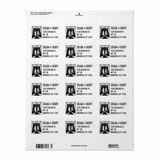 Brooklyn Bridge NY Address Labels Adressaufkleber (Vorne)