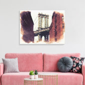 Brooklyn Bridge NYC Aquarellmalerei Leinwand (Insitu (Wohnzimmer))