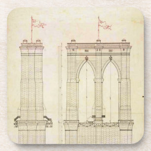 Brooklyn Bridge NYC Architektur Blaupause vintage Getränkeuntersetzer