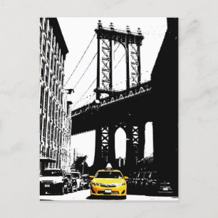 Brooklyn Bridge Nyc New York City Yellow Taxi Feiertagspostkarte