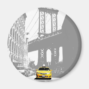 Brooklyn Bridge Nyc New York City Yellow Taxi Magnet