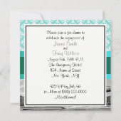 Brooklyn Bridge NYC Robin Egg Wt Damask Verlobung Einladung (Rückseite)