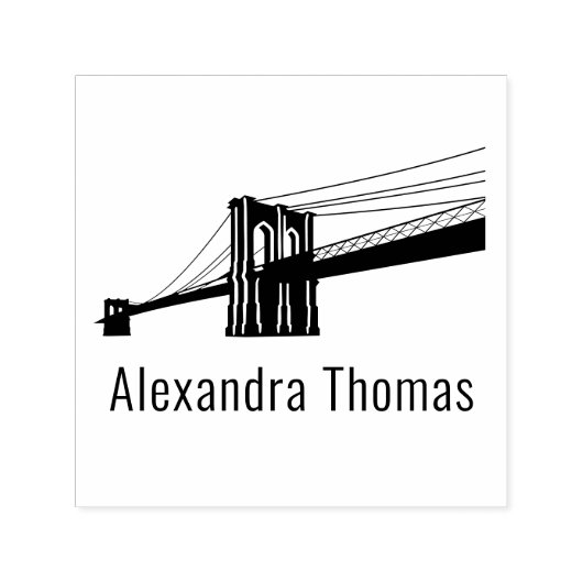 Brooklyn Bridge NYC Silhouette Name Monogram Permastempel (Design)