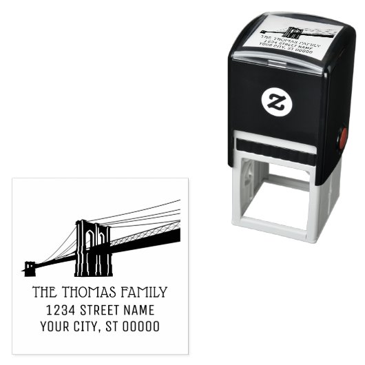 Brooklyn Bridge NYC Silhouette Name Rücksendeadres Permastempel (Beispiel)