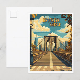 Brooklyn Bridge NYC Vintage-Illustration Reise Postkarte