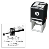 Brooklyn Bridge NYC Wedding Couple Save the Date Permastempel (Beispiel)