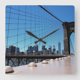 Brooklyn Bridge Quadratische Wanduhr