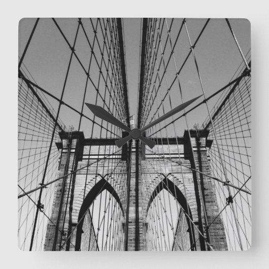 Brooklyn Bridge Quadratische Wanduhr (Vorderseite)