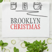 Brooklyn Bridge Red Bow New York City Weihnachten Handtuch (Gefaltet)