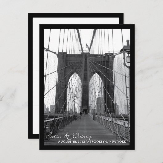 Brooklyn Bridge Save the Date Ankündigungspostkarte (Vorne/Hinten)