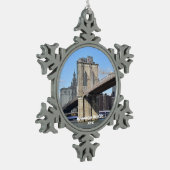 Brooklyn Bridge Schneeflocken Zinn-Ornament (Links)