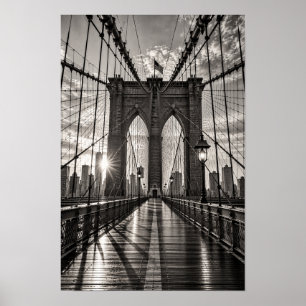 Brooklyn Bridge Schwarz-Weiß New York Wandkunst Poster
