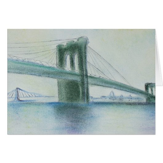 Brooklyn Bridge Serenity Art NYC Greeting Card (Vorderseite (Horizontal))