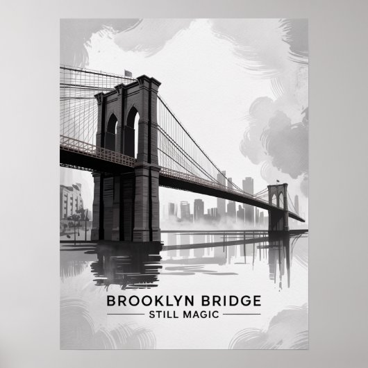Brooklyn Bridge Still Magic Monochrome Poster (Vorne)