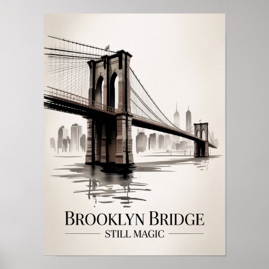 Brooklyn Bridge Still Magic Sepia-Tinte Poster (Vorne)