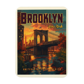 Brooklyn Bridge Sunrise - A Vintage Travel Magnet