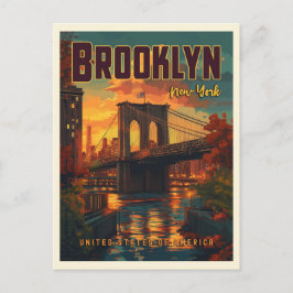 Brooklyn Bridge Sunrise - A Vintage Travel Postkarte