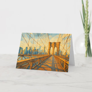 Brooklyn Bridge Sunrise Watercolor Card Karte