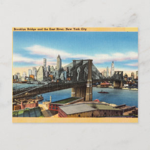 Brooklyn Bridge und East River, New York City, NY Postkarte