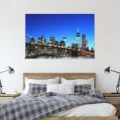 Brooklyn Bridge und Manhattan Skyline At Night, Ne Leinwanddruck (Insitu (Schlafzimmer))