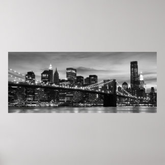 Brooklyn Bridge und Manhattan Skyline bei Night NY Poster
