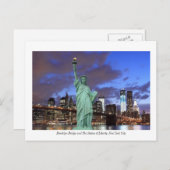 Brooklyn Bridge und The Statue of Liberty at Night Postkarte (Vorne/Hinten)