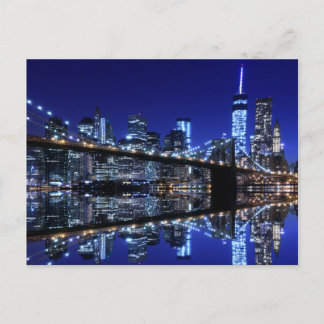 Brooklyn Bridge und The Statue of Liberty at Night Postkarte